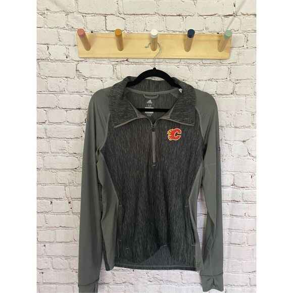 Calgary Flames Adidas quarter zip athletic shirt - Picture 1 of 11